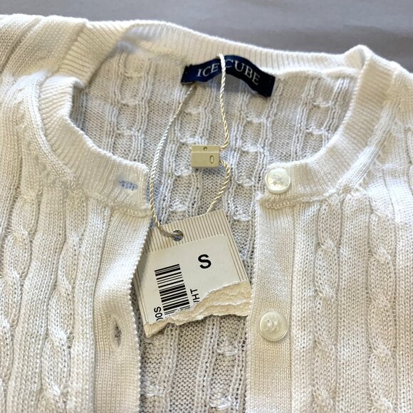 NWT 2 White Knitted Toddler Cardigans. Button Down. Ribbed. Unisex - Picture 11 of 11